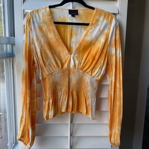 Creamsicle tie dye peplum blouse